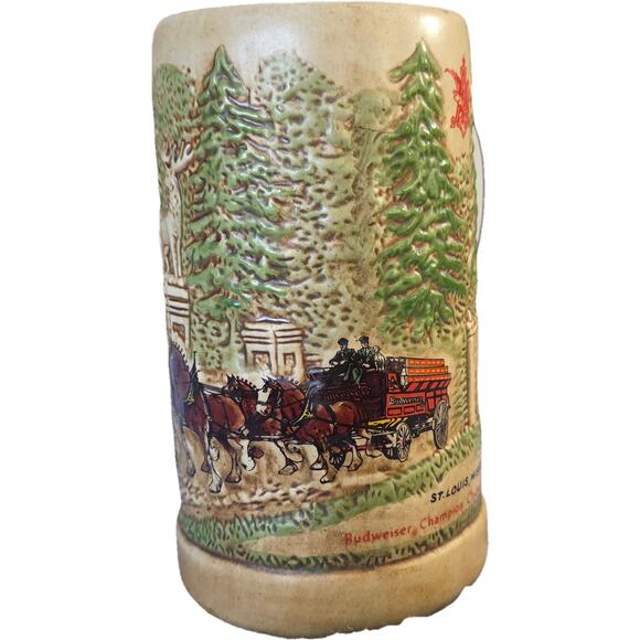Vtg 1976 Budweiser Champion Clydesdales Horse Holiday Stein EUC - Picture 2 of 10